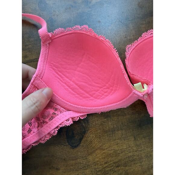 Victoria's Secret Dream Angels Lined Demi Bra Pink Lace Underwire Pad Size 32B - Picture 6 of 6